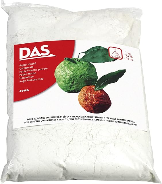 DAS White 1kg Paper Mache Pack, Cellulose Flour, Ideal for Professionals & Hobbyists