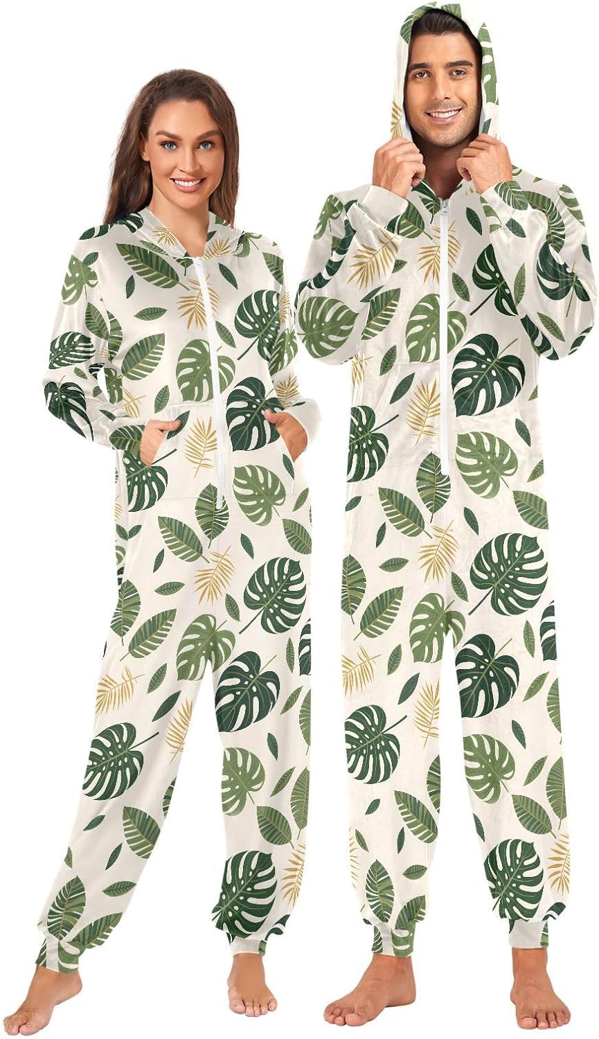Unisex Adult Onesie Pajamas for Women Men Long Sleeve Jumpsuits Sleepwear Costume Hooded Sleepwear Homewear,XS-3XL