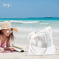 Vista 6 de Zingtto - Bolso de playa de malla de lona, bolso de hombro plegable para playa