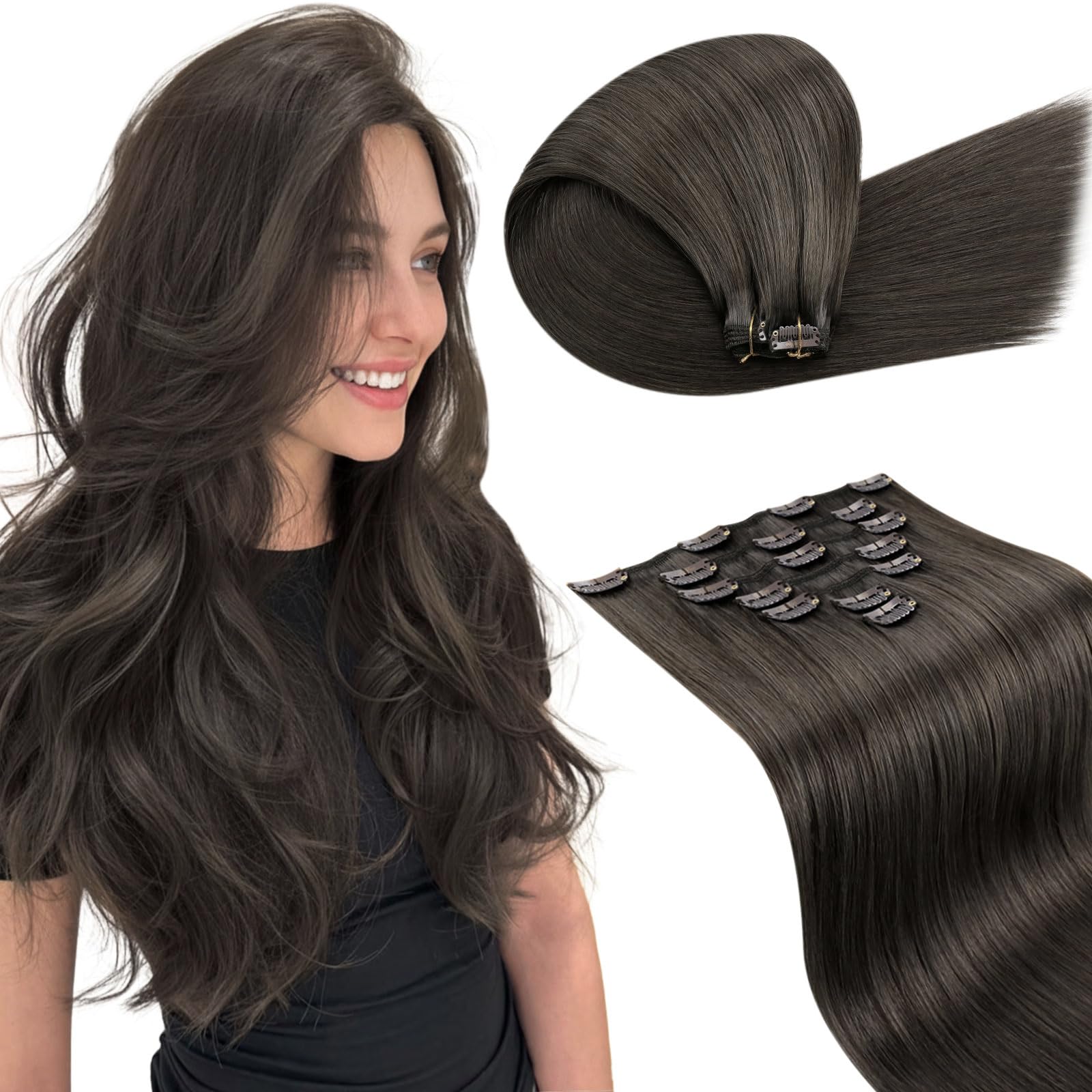 LaaVoo Extensions Echthaar Echt Haar Extension Clip Haarverlängerung Echthaar