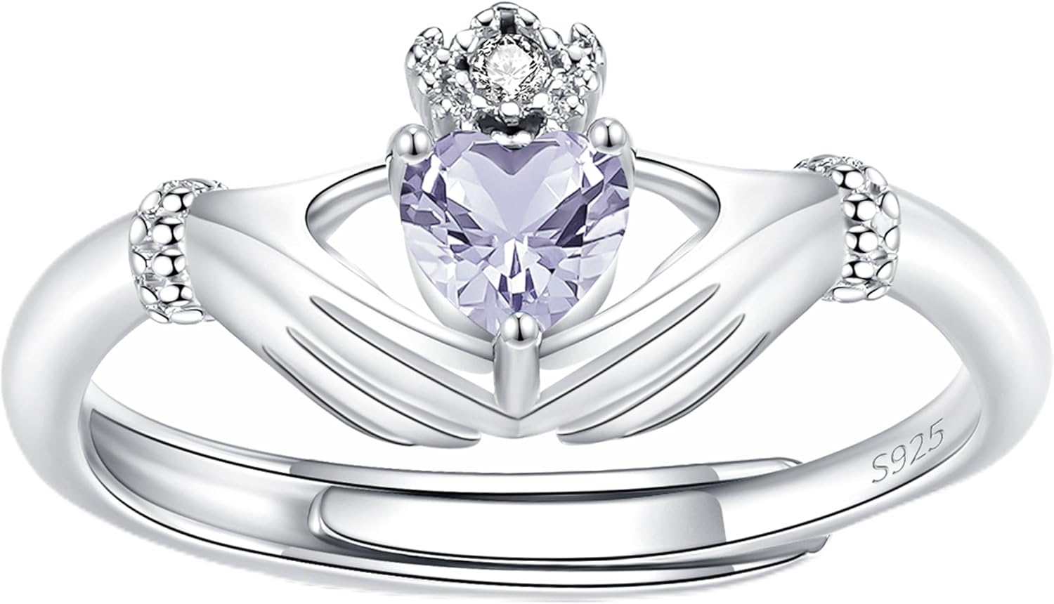 Birthstone Rings for Women: s925 Sterling Silver Claddagh Ring Adjustable Irish Promise Band Rings - Birthday Christmas Jewelry Gifts for Teen Daugter Sister