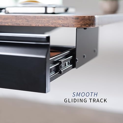 Miniatura 8 de VIVO DESK-DR16-BP - Cajón deslizante extraíble montado debajo del escritorio de 16 pulgadas con regleta de alimentación integrada para escritorio de