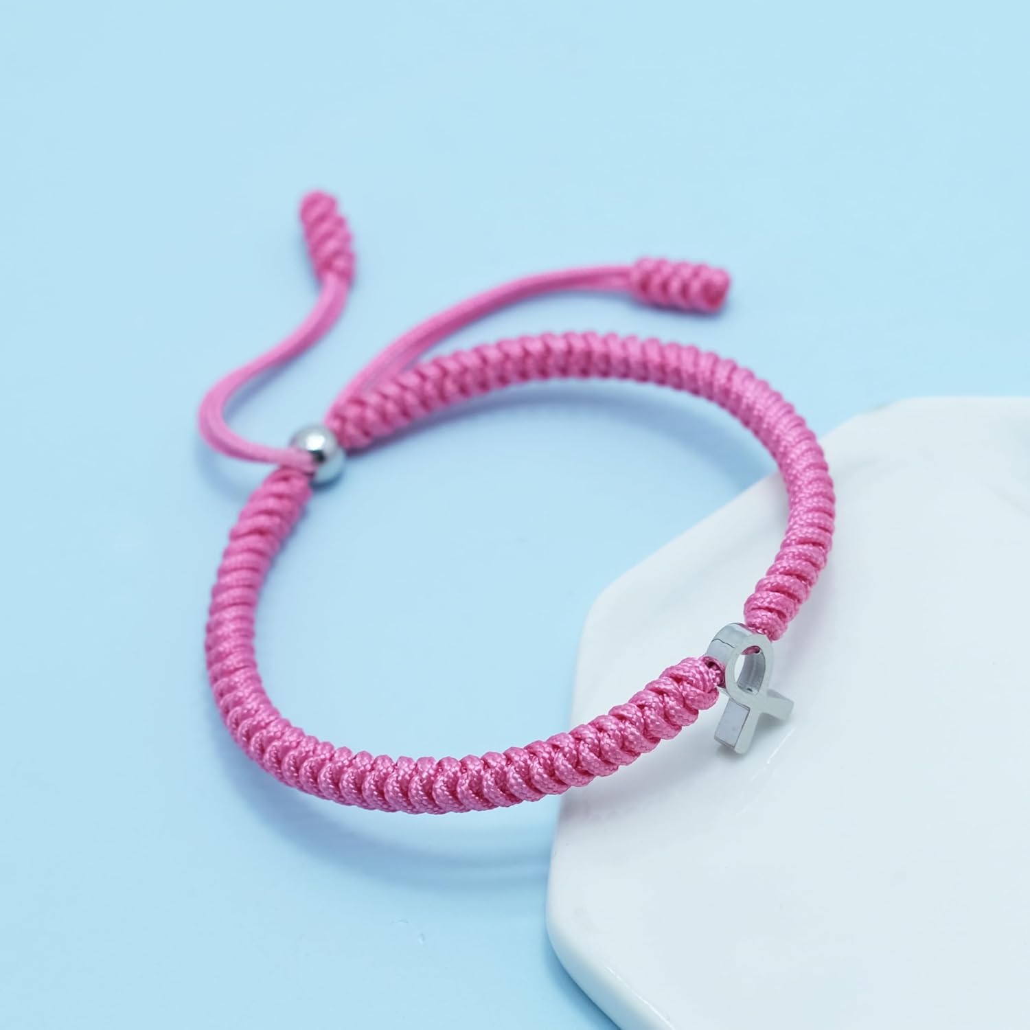 LAMIBEE Bracelet For A Cause, Awareness Ribbon Bangle Bracelets, Wristbands Get Well Soon, Protection Surfer String Bracelet for Men, Women Boho Amulet Style - Image 4