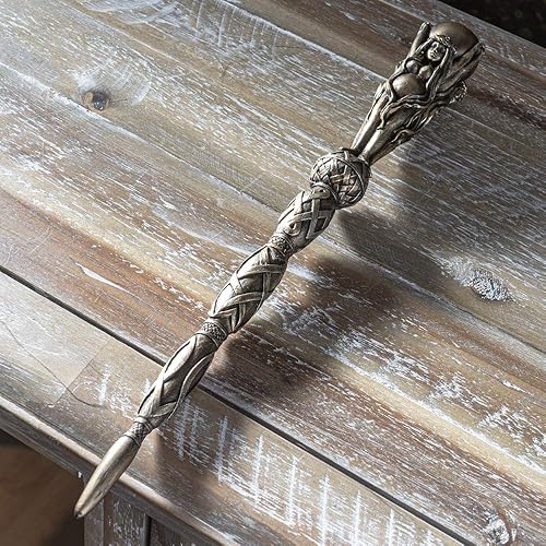 Miniatura 2 de Ebros Oculto Wicca Triple Diosa Madre Doncella Crone en la Luna Sagrada Varita Cosplay Varitas Decorativas Magia Hechizos Hechizos Hechizos Brujería