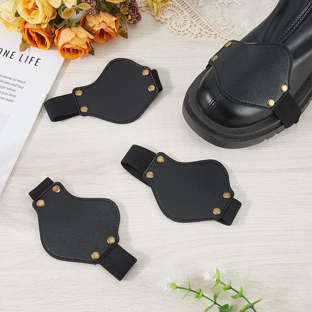 4 pezzo di cover per Cambio Marcia In Pelle PU per Moto Resistente Regolabile per Scarpe e Stivali per Uomo e Donna In Viaggio In Moto (Nero)