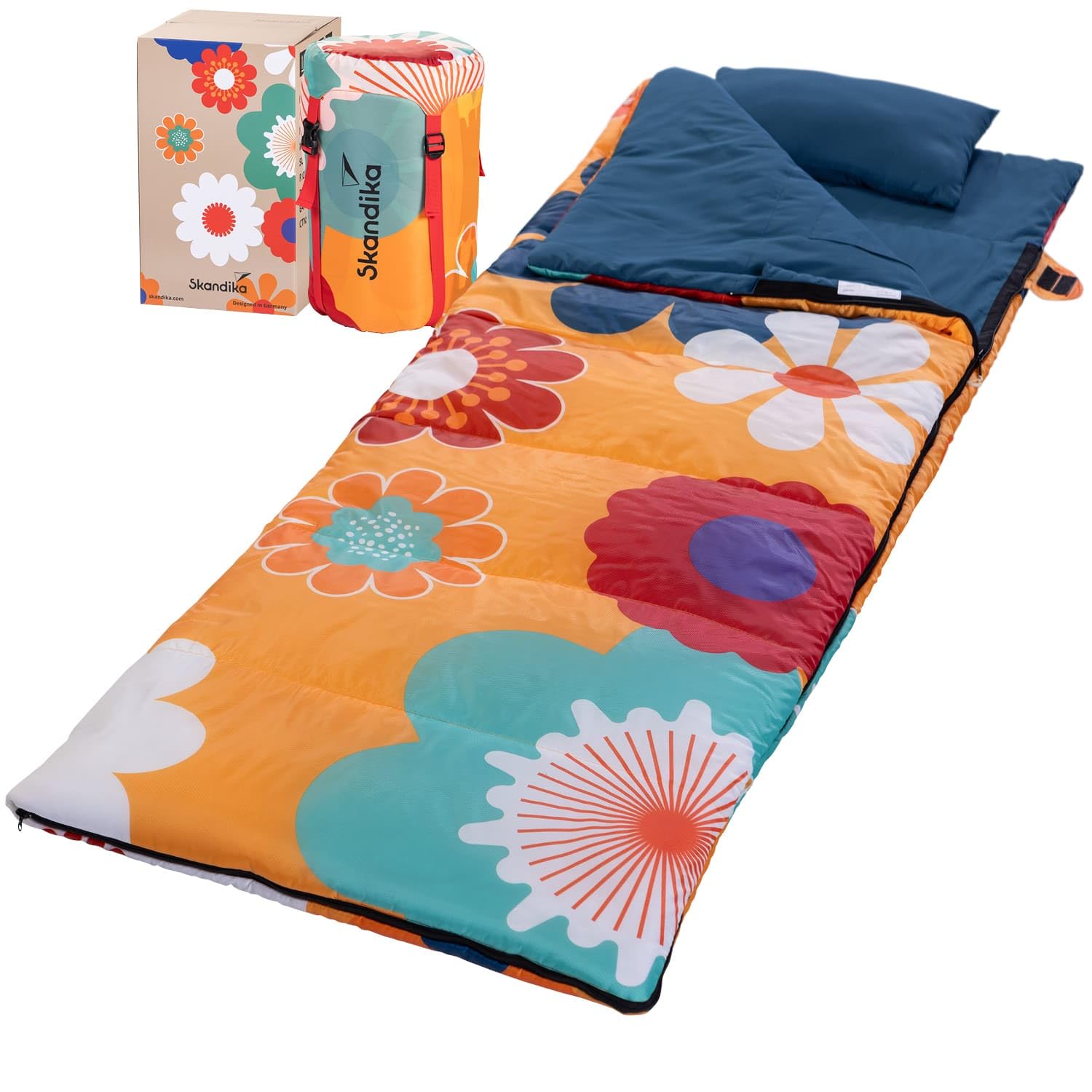 Skandika Sac de Couchage Sovro | Sac de Couchage rectangulaire pour Adultes, 3 Saisons, utilisable comme Sac de Couchage Double, Sacs de Couchage de Camping avec Oreiller