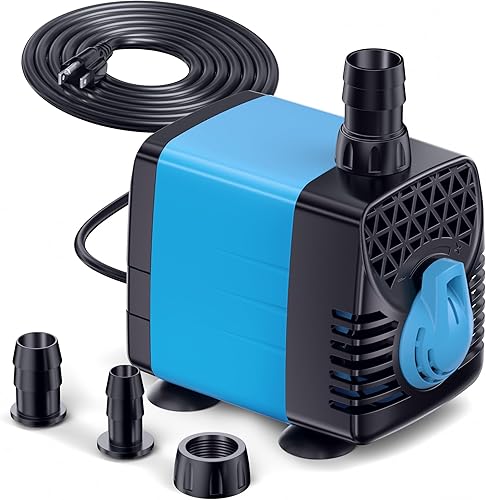 POPOSOAP Bomba de agua sumergible de 160 GPH, bomba de agua de acuario de elevación de 5.5 pies, 12 W CA 110 V, bomba de fuente ultra silenciosa