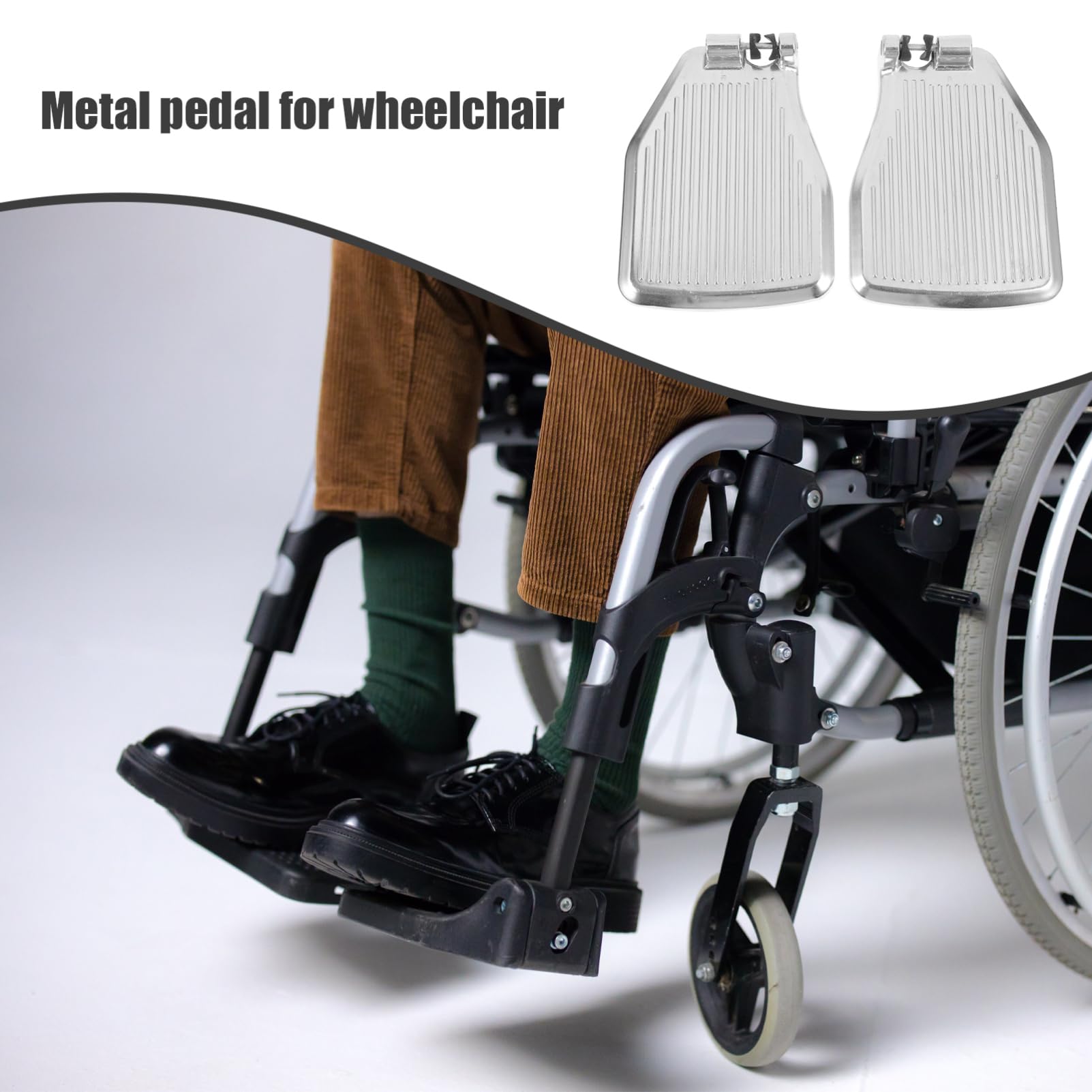 UKCOCO Reposapiés de Aleación de Aluminio Ligero para Silla de Ruedas Accesorios Estables Diseño Ergonómico y Almohadilla Pie para Usuarios Movilidad Reducida
