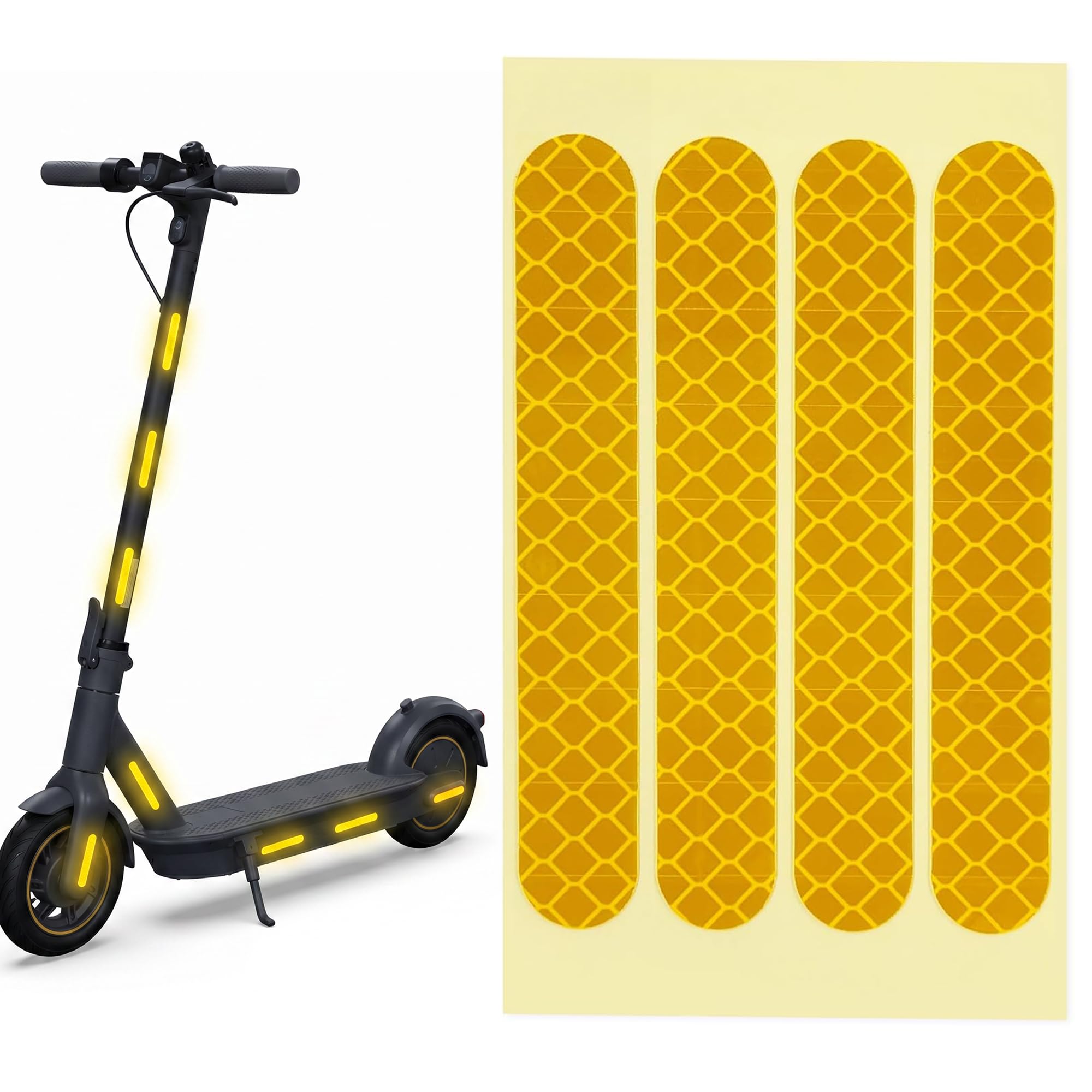 Ousuwo 4 Sets (16 Pieces Total) Orange Reflective Stickers, Front & Rear Cover Reflector Decals for Ninebot Max G30 Electric Scooter, Waterproof PVC E-Scooter Safety Accessories