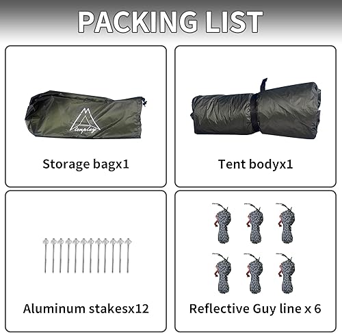 Miniatura 9 de TENPLAY - Tienda de campaña ligera para 2 personas, tienda de campaña ultraligera, nailon, impermeable, resistente al viento, fácil instalación,