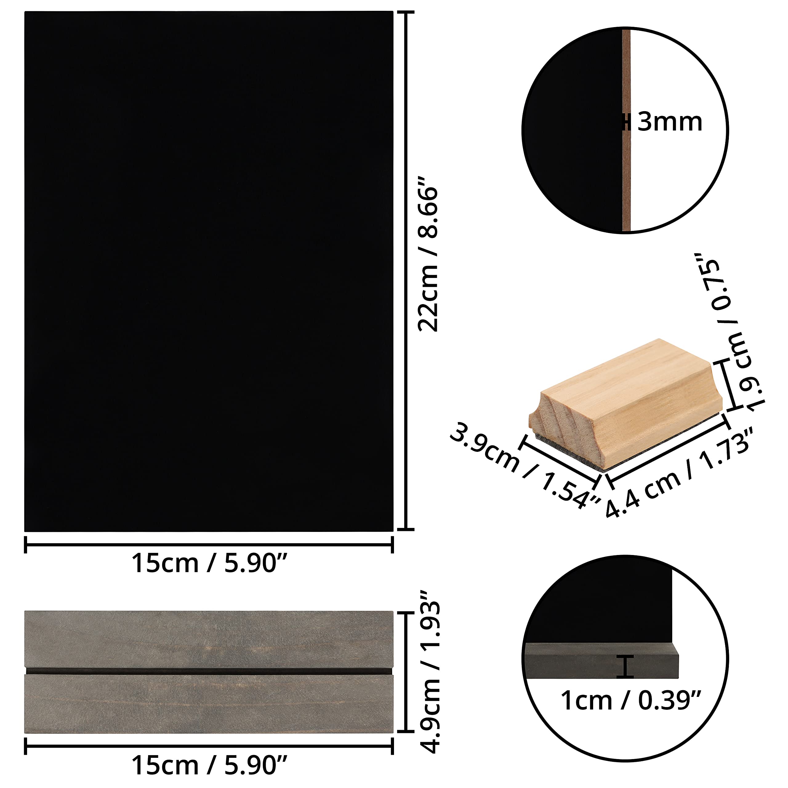 Zyluniy Mini Kreidetafeln 8 Stück - 13x15cm Mit Holzsockel Und Stiften