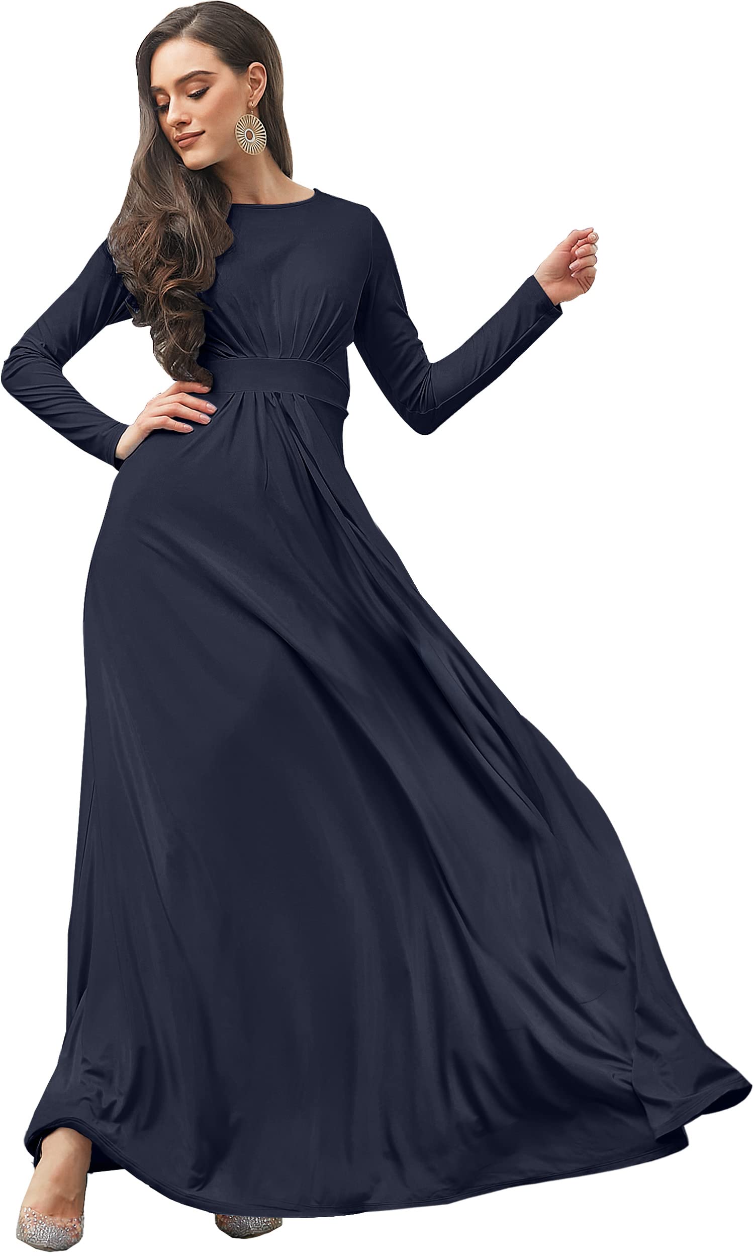 KOH KOHWomens Long Sleeve Flowy Empire Waist Fall Winter Party Gown