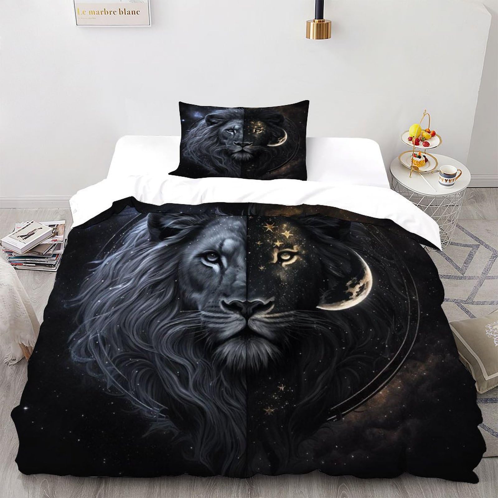 Housse de couette lion infroissable lavage facile 135x200