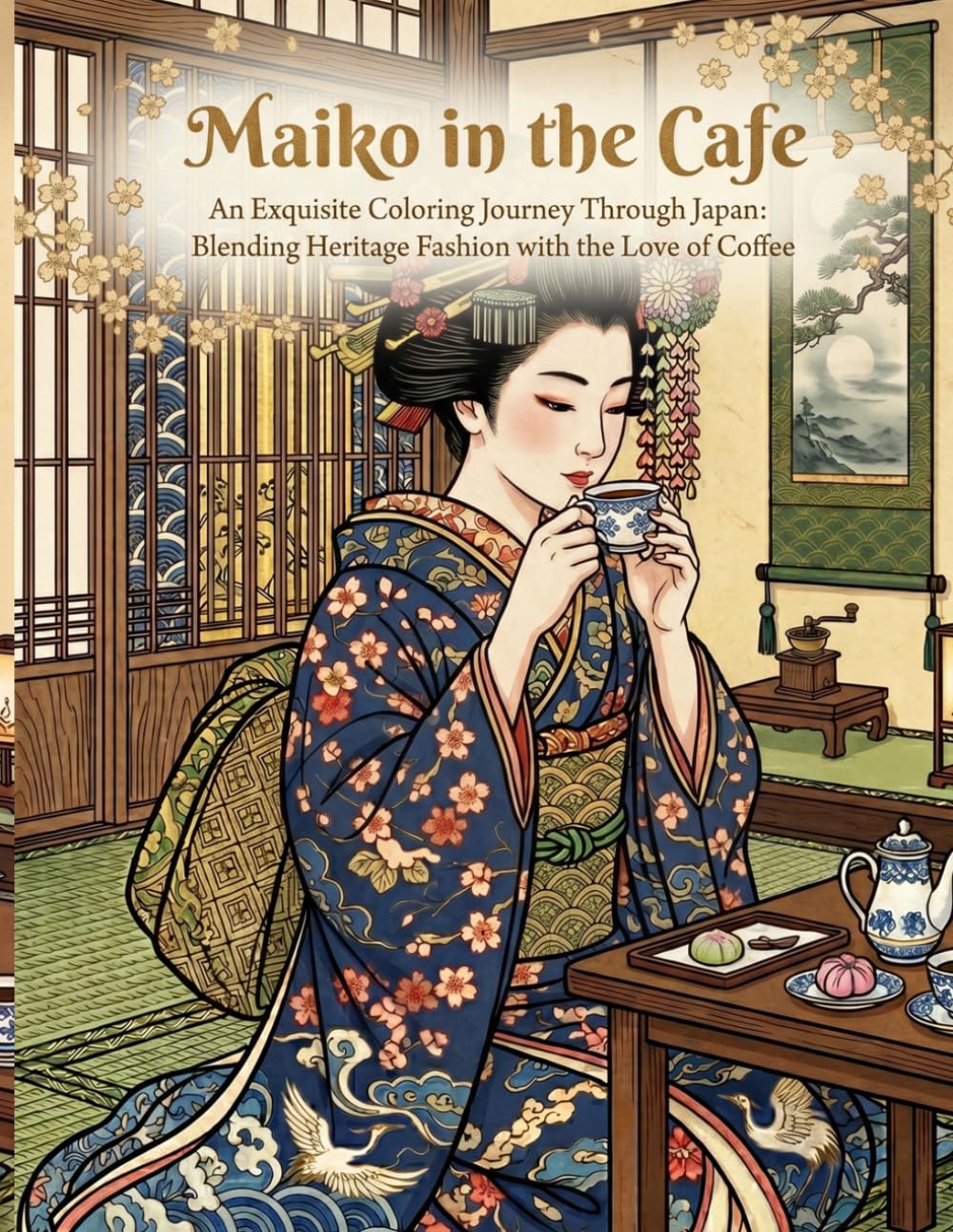 Maiko in the Cafe: An Exquisite Coloring Journey Through Japan: Blending Heritage Fashion with the Love of Coffee