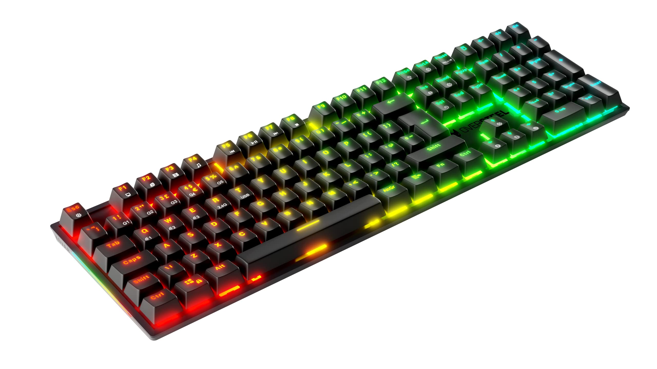 Oversteel - KOVAR Tastiera da gioco wireless, RGB retroilluminato, interruttore meccanico Outemu Red, Anti-Ghosting, Layout Inglese PC/MAC/Android