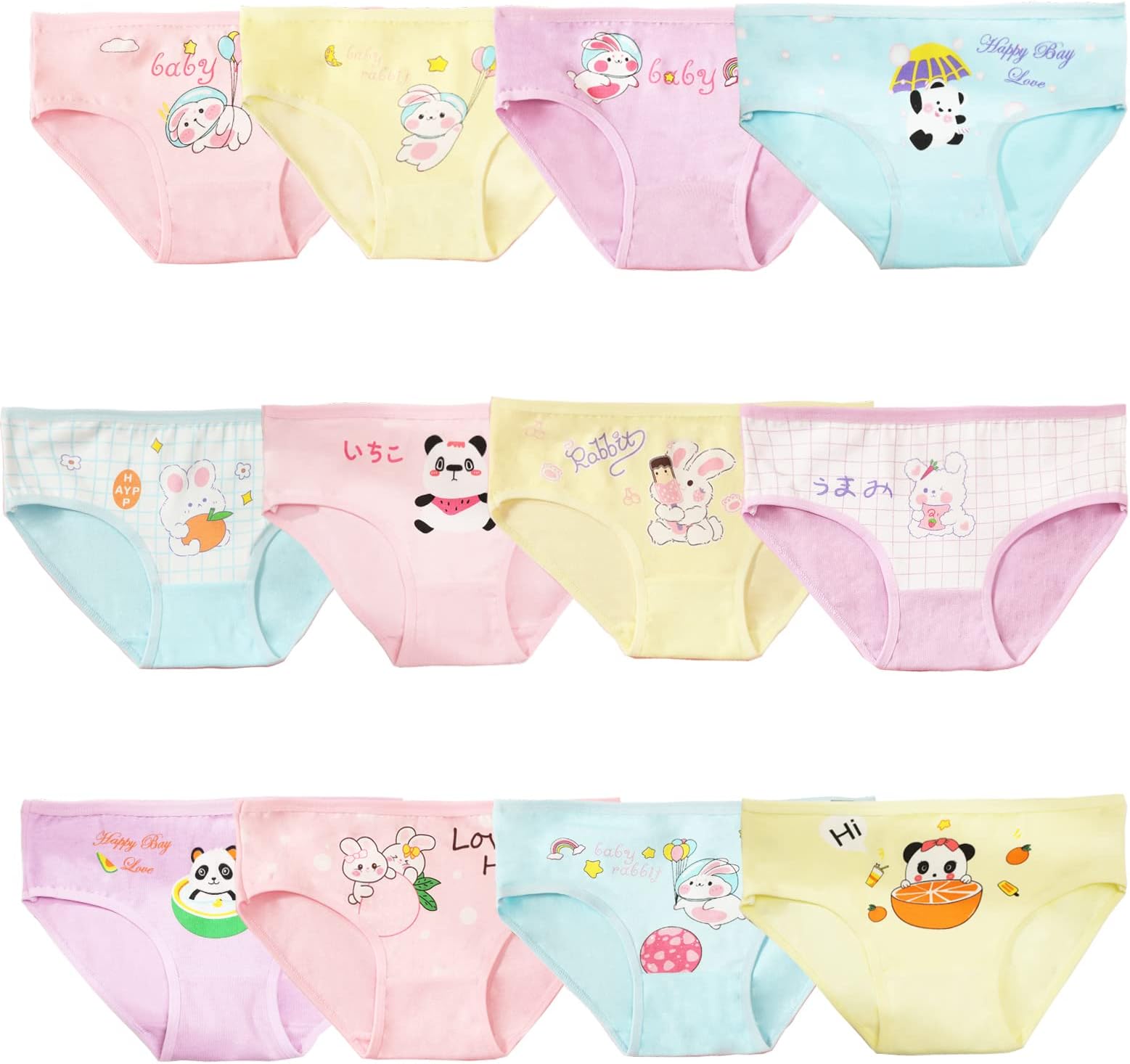Little Girls Cotton Underwear with 12 Packs Toddler Panties (2-9T)