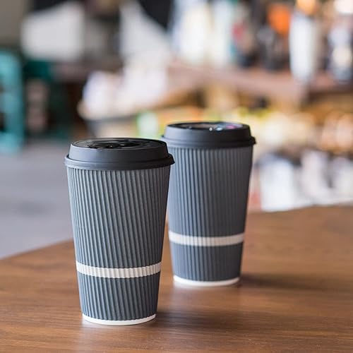 Miniatura 6 de Tazas de café desechables con tapas, taza de café de 16 onzas (paquete de 70). Las tazas de viaje grandes mantienen la forma con bebidas frías y
