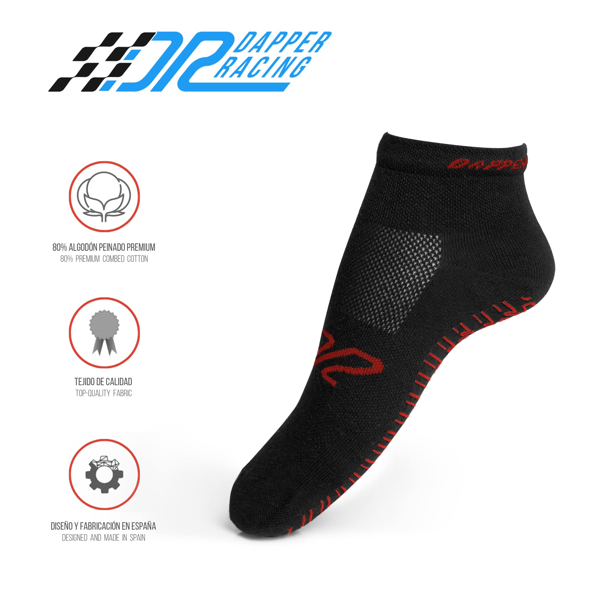 Pack de 3 Paires de Chaussettes SIMRACING avec Silicone Antidérapant | Édition Rouge | Adhérence Optimale sur les talons et les Pédales de Conduite | Tissu Respirant et Confortable.