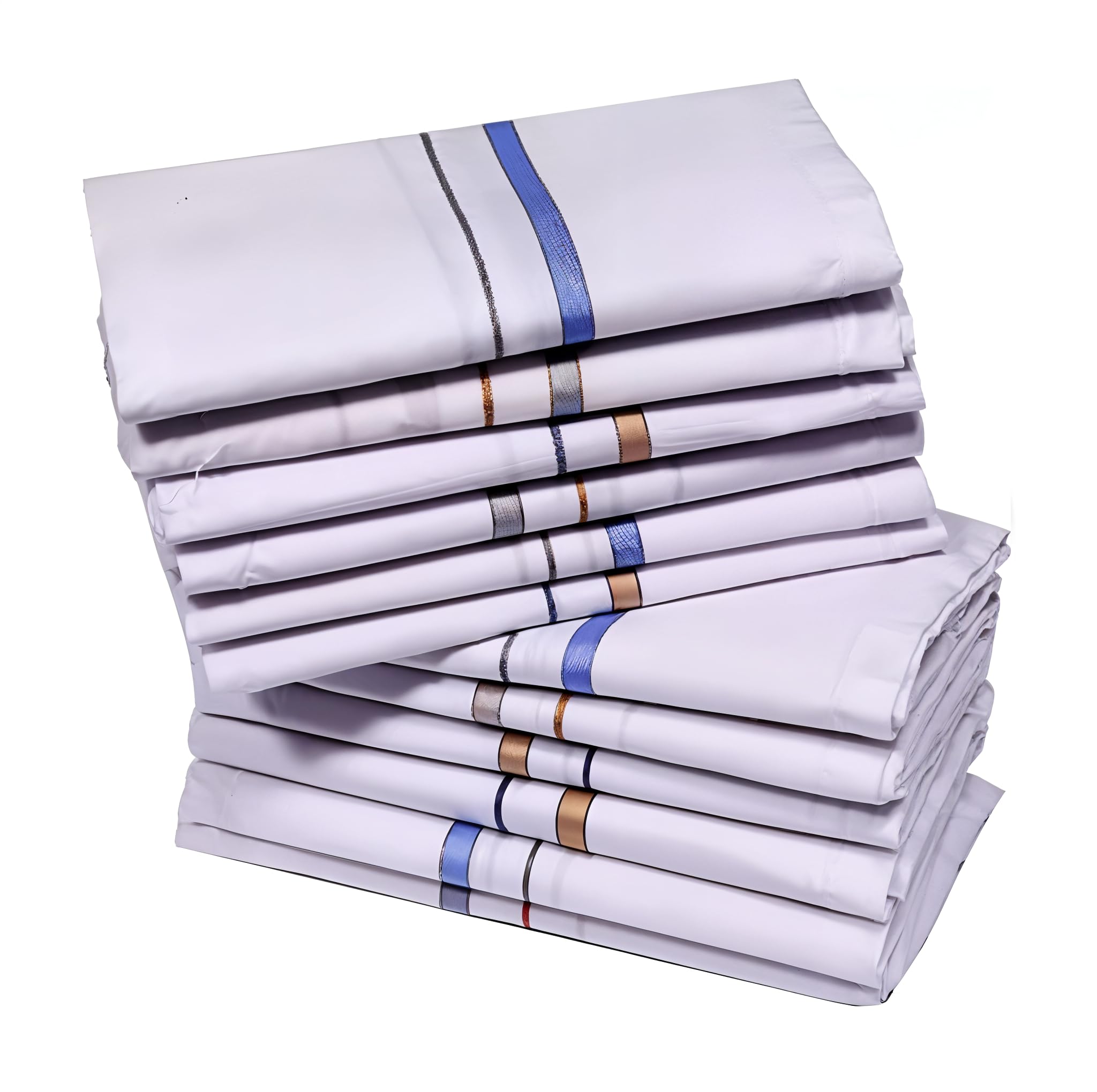 Premium Handkerchief | 60'S Handpick Cotton Fabric | Handkerchief for Men | Handkerchief for Boys | Men's Sofft Handkerchief Set | Fancy Border | CL-1 | White | 46cm X 46cm-picture-21