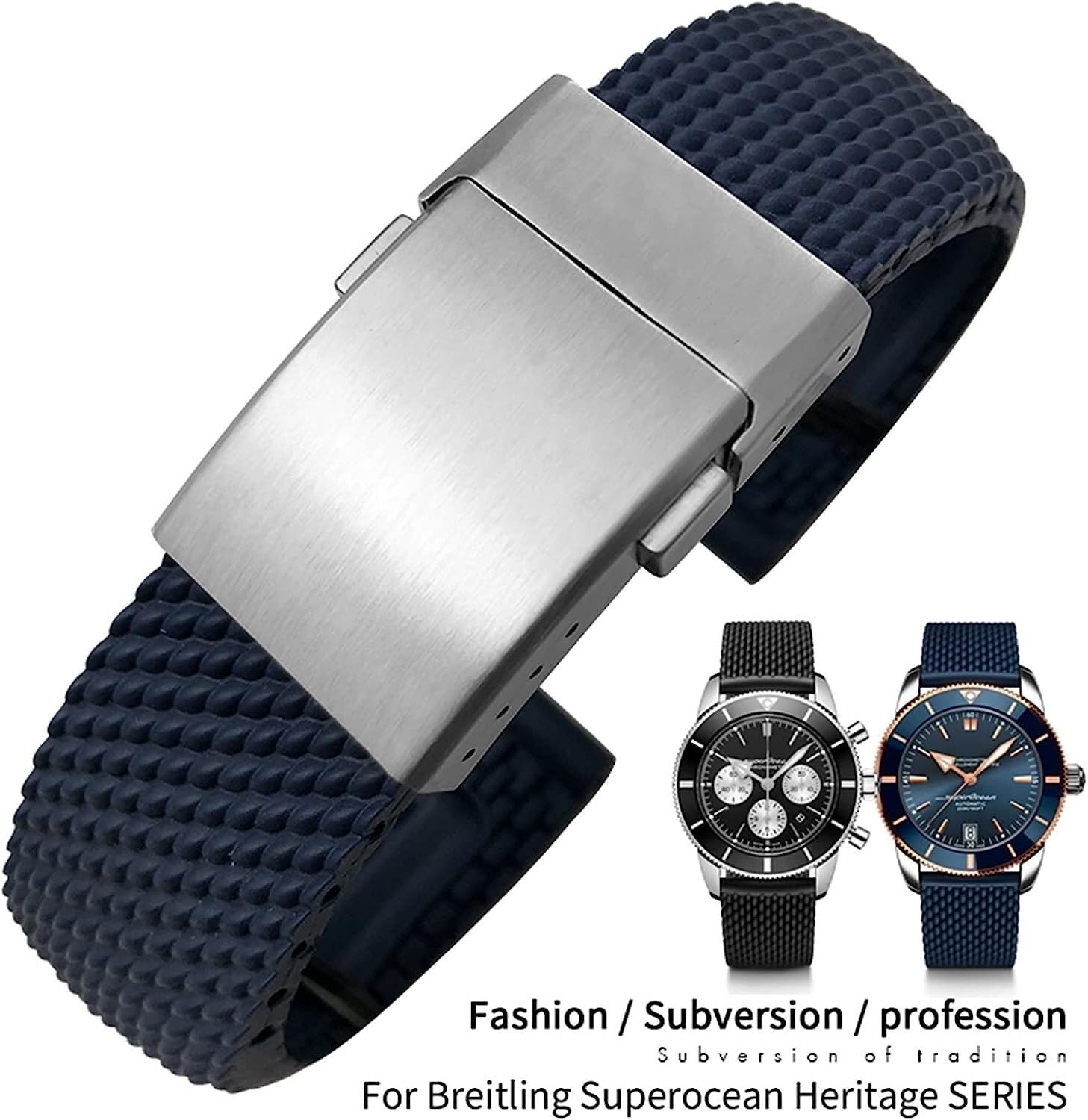 22mm 24mm cinturino in gomma intrecciata per Breitling Avenger Superocean Heritage cinturino per orologio accessori di ricambio
