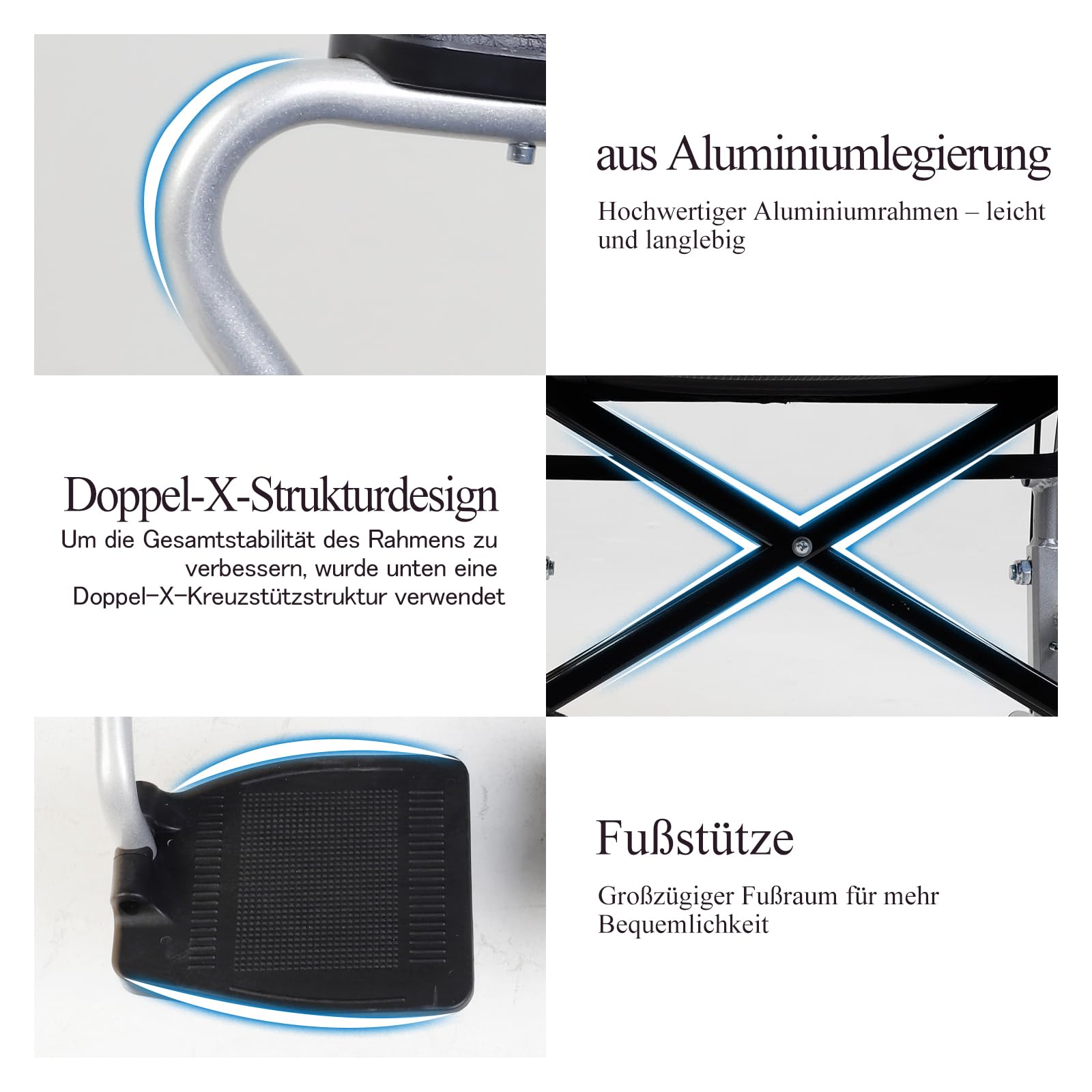 Care Parents Rollstuhl, selbstfahrend, leicht und faltbar, 9,7 kg,Aluminium,Sitzbreite:42cm,pannensichere Reifen,Rückenlehne,für Senioren und Behinderte, bis 100 kg(CP-L33)