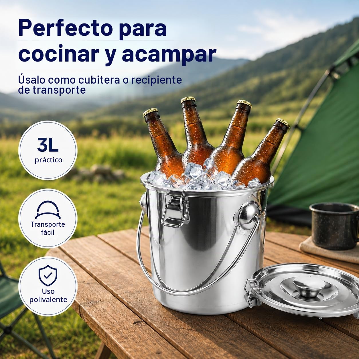 iPlusmile Contenedor de alimentos de cocina de acero inoxidable 3L hermético para cereales, arroz, leche - contenedor de harina con caja