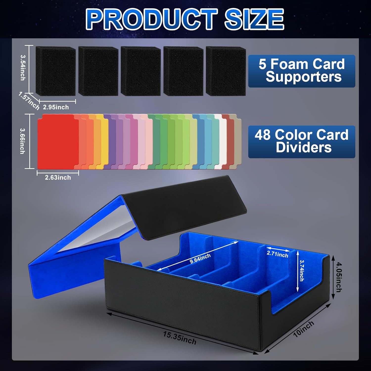 AOBOPLE Trading Card Storage Box,3900+ Card Box Storage with 48 Dividers and 5 Foam Supporters PU Leather Magnetic Card Box for MTG,TCG, Magic and Sport Cards,Great Gift for Card Collectors