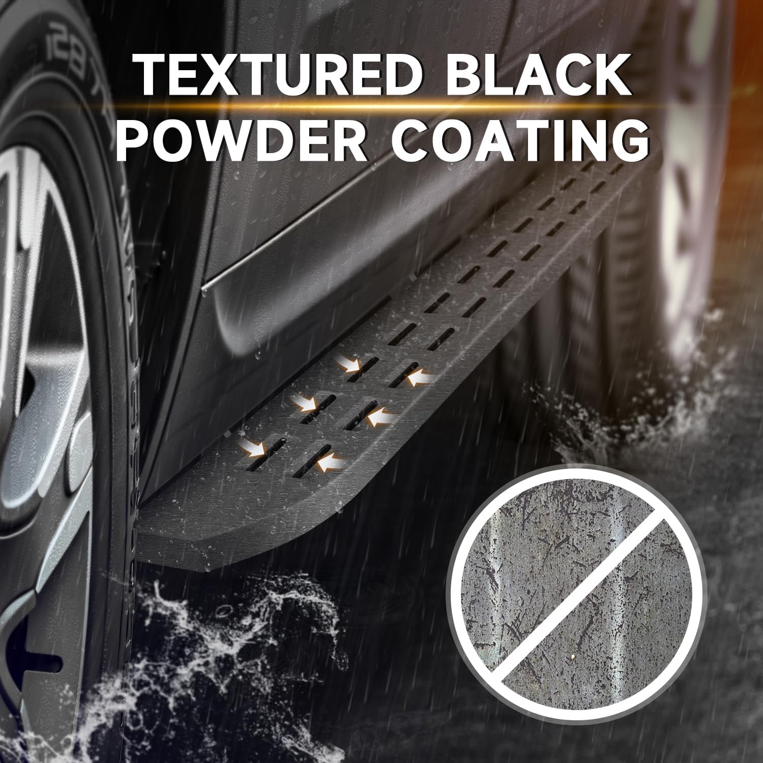 6" Wide Textured Black Running Boards, Compatible with 2019-2024 Chevy Silverado 1500/2500/3500 Double Cab, Steel Nerf Bars Side Steps