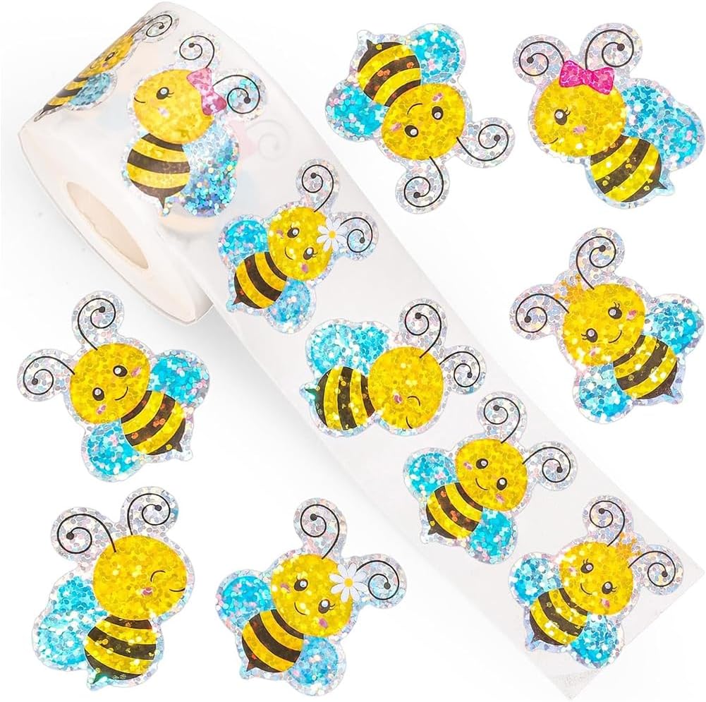 500Pcs Easter Bunny Stickers 1.5in Large Bling Sparkly Spring Happy Easter Bunny Stickers Roll 6 Colors Holographic Waterproof Self-Adhesive Rabbit Sticker for Holiday Envelopes Scrapbook Decorations