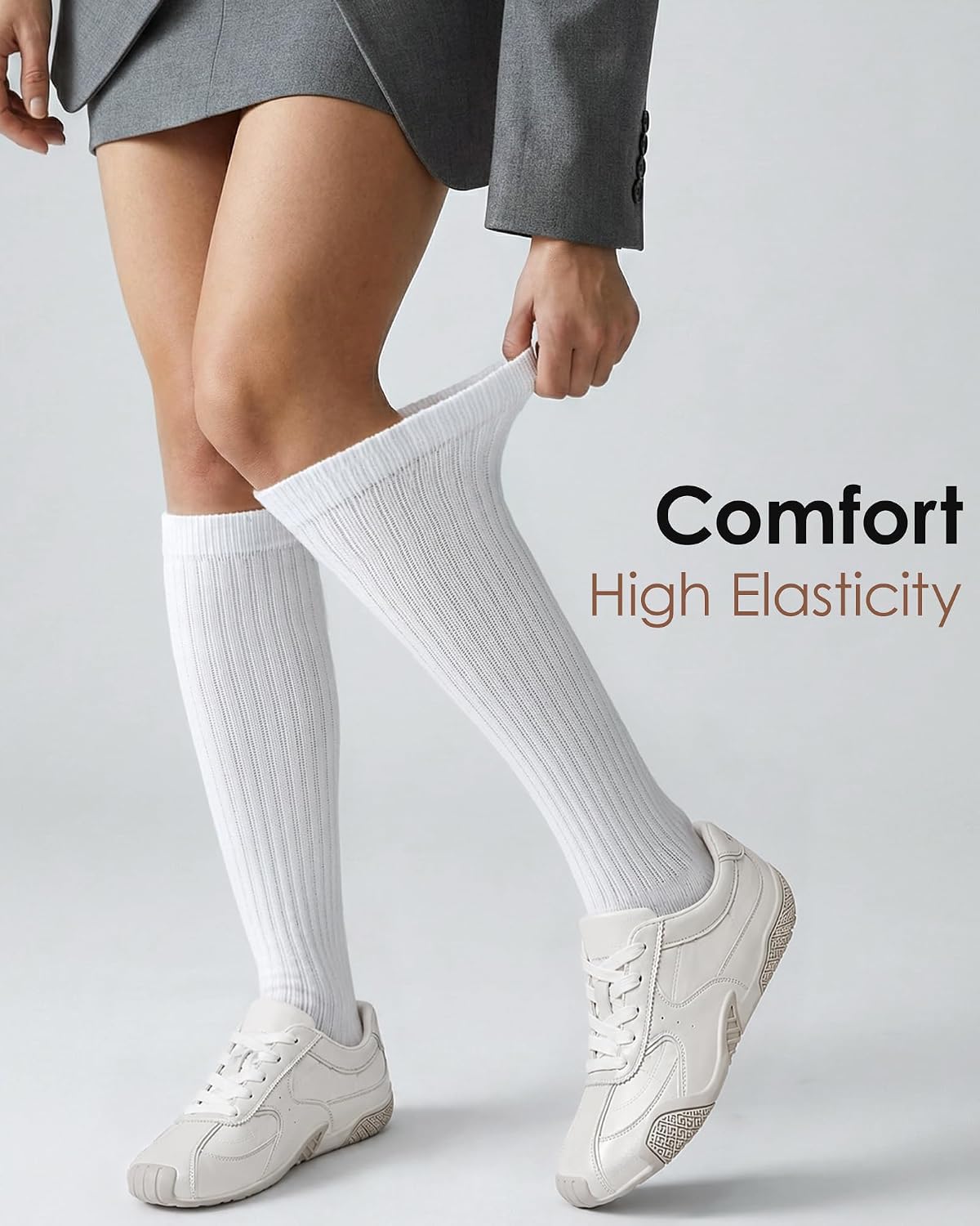 HONGTEYA 4Pairs Slouchy Socks for Women Cotton Knee High Boot Slouch Scrunch Long Leg Warmers Tube Soft Cozy Size 5-11