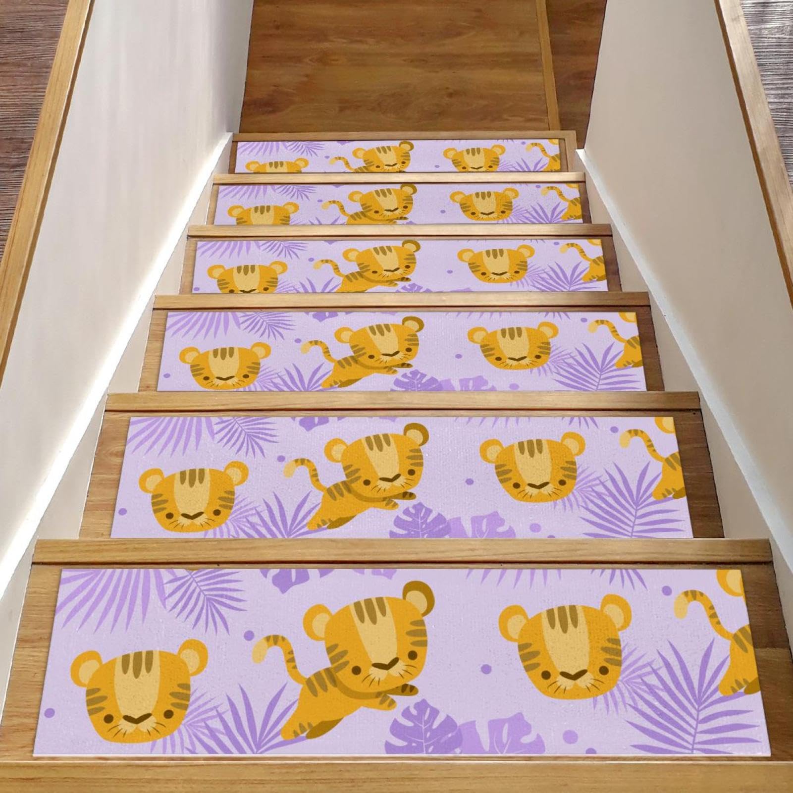 Peldaños de escalera antideslizantes Lovely Tigers, alfombras de seguridad de alta adherencia