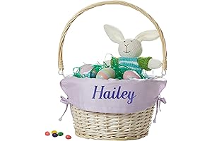 Personalized Hand-Woven Willow Easter Basket with Folding Handle