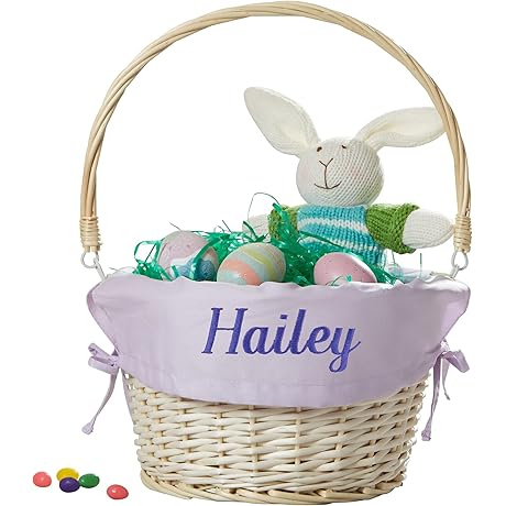 Personalized Hand-Woven Willow Easter Basket with Folding Handle