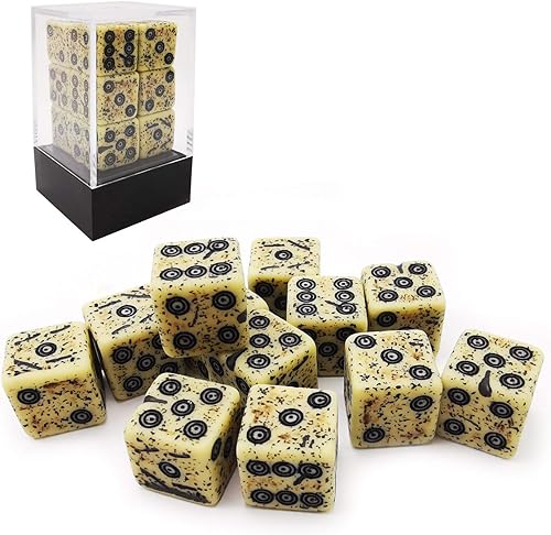 Bescon Old Looking Ancient Bone Dice D6 0.630 in 12pcs Set, 0.630 in Seis Caras Die (12) Bloque de Dados de Piedra