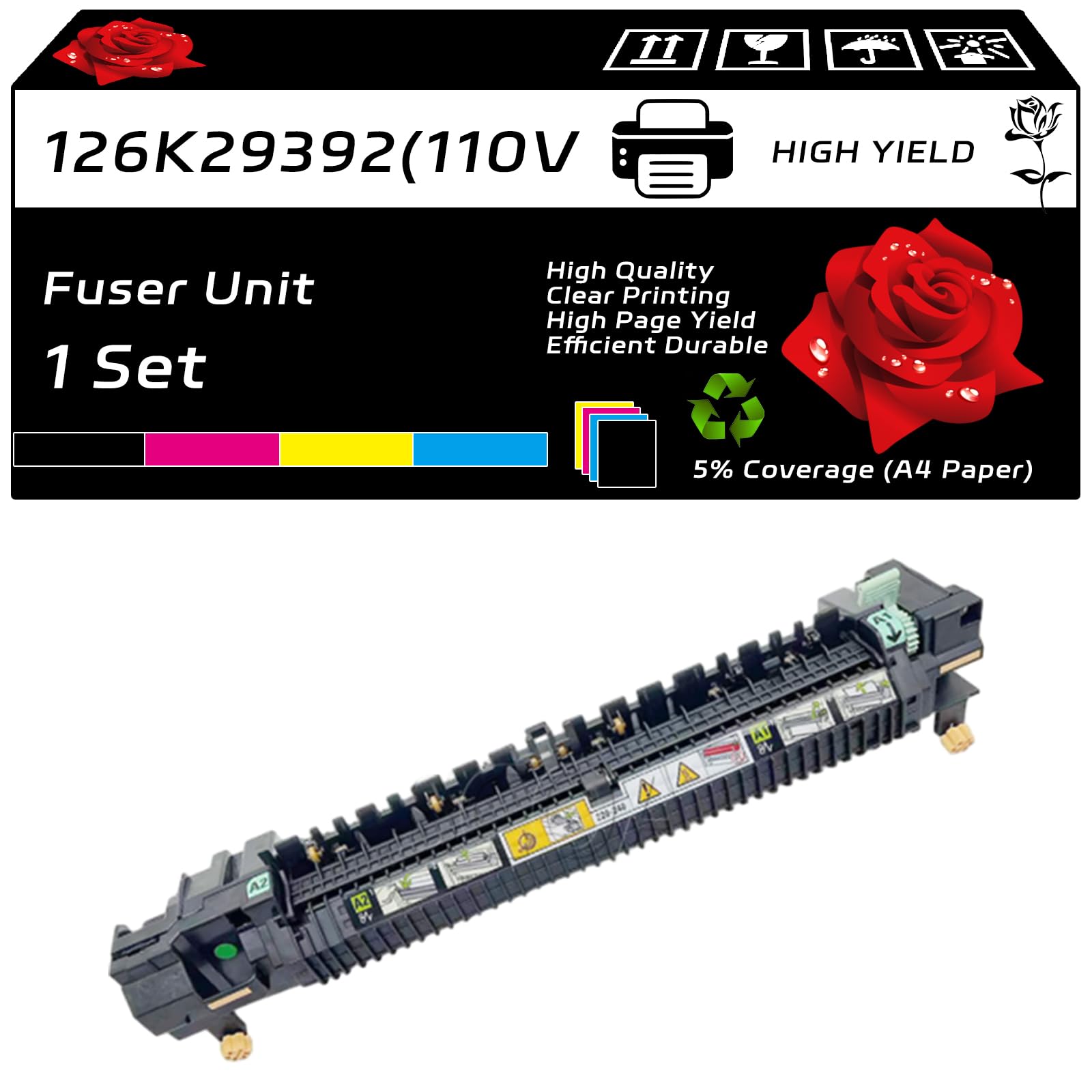 126K29392(110V) Fuser Unit Compatible for Xerox WorkCentre 5325 WorkCentre 5330 WorkCentre 5335 Printers, with Chip, High Yield 350000 Pages, Clear Printing (1 Set)