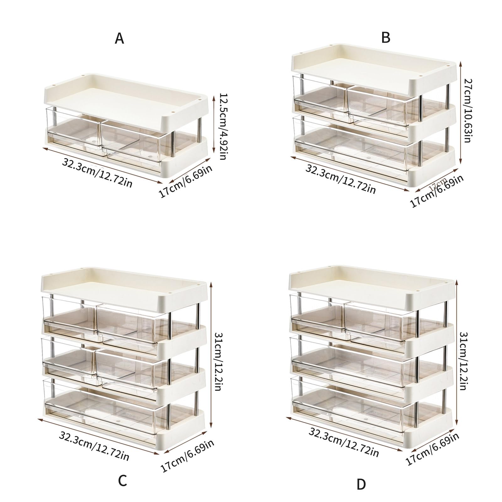 Scaffale portaoggetti funzionale modularizzato per bagno, cucina, libri, giocattoli, pratica struttura in plastica robusta, organizer multistrato