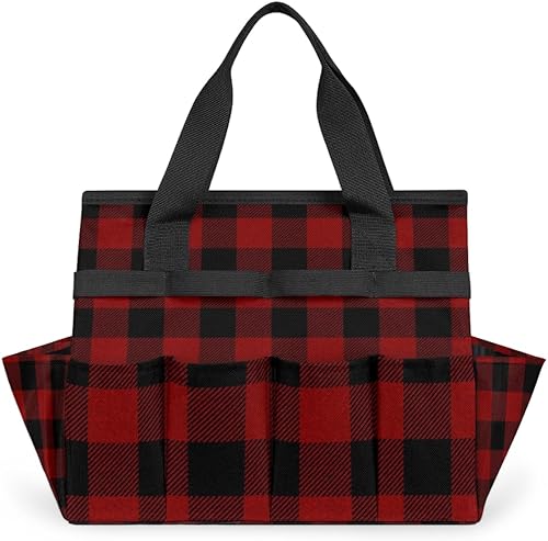 Bolsa de herramientas de jardín retro a cuadros para mujeres y hombres, bolsas de almacenamiento de herramientas de jardinería con 10 bolsillos,