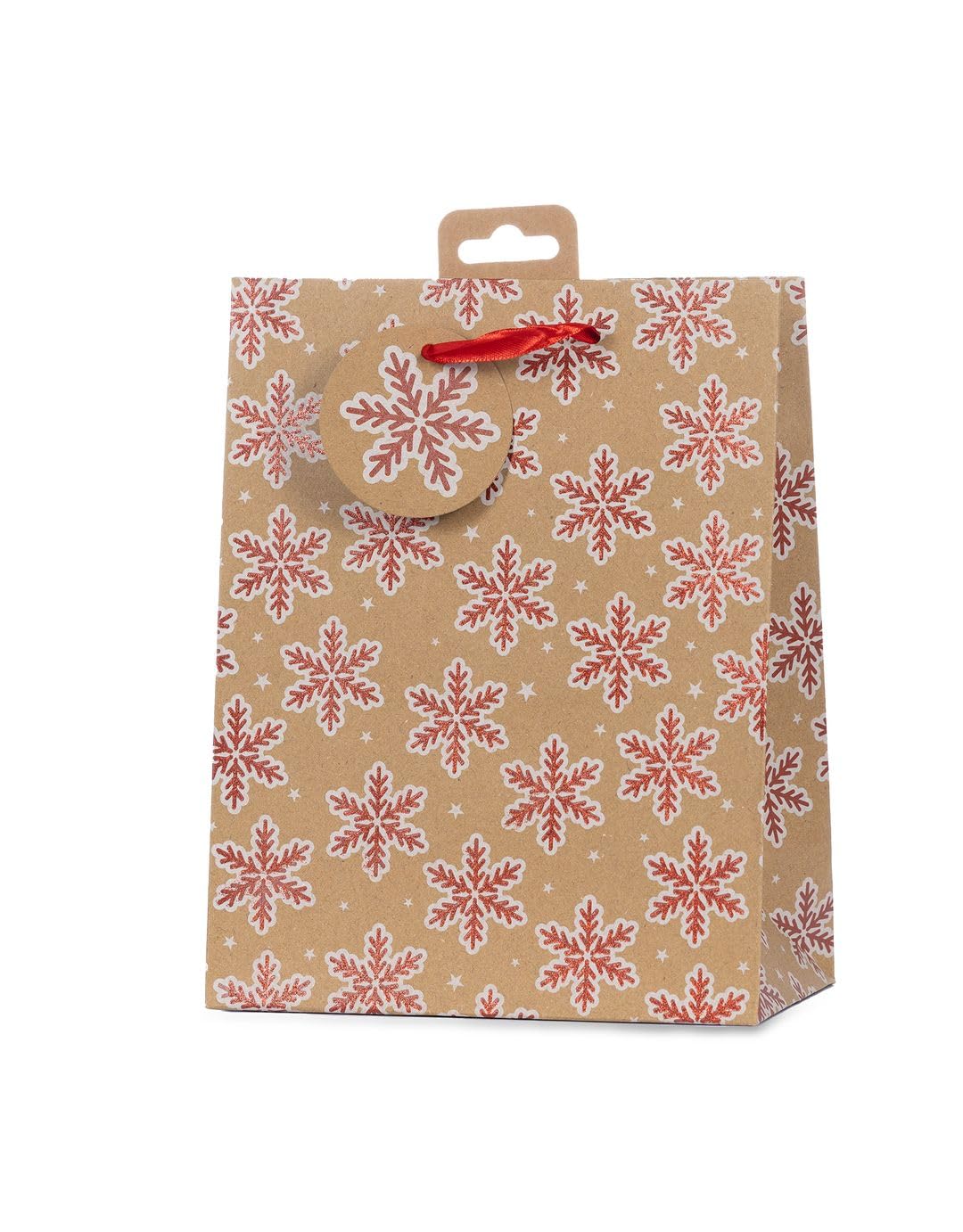 Laro Premium Line Geschenktüten Weihnachten/Kraftpapier/Braun/Rot 10/20/40/100stk Größe: H23x B18x T10x cm Medium, Anzahl:40, Muster Tüten:Weihnachten Kraftpapier Braun Rot