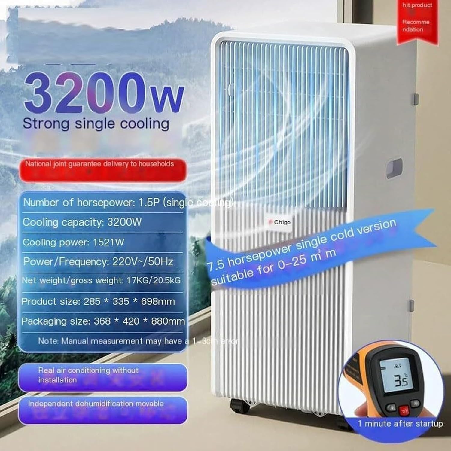 Aire Acondicionado Portátil 12000 BTU para Estancias de hasta 32 m², Deshumidificador Inteligente, Modo Ventilador con Sueño Nocturno y Temporizador 24H, Contro, 10000 Btu, 10000 BTU
