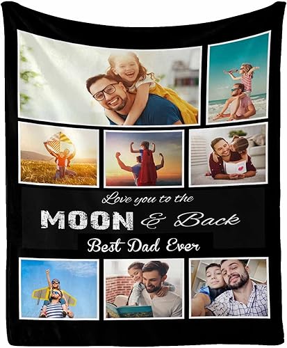 Mantas personalizadas con fotos para papá, te amo hasta la luna y vuelta, ligeras, suaves, para todas las estaciones, regalo de ensueño, manta para