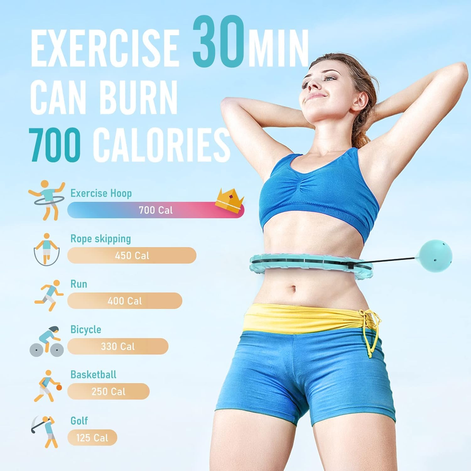 Weighted Hula Hoop, Fitness Hula Hoops for Adults,Infinity Hoop Plus Size with 24 Detachable Links,Hula Hoop with Weight Ball Exercise Hoop for Weight Loss Exercise