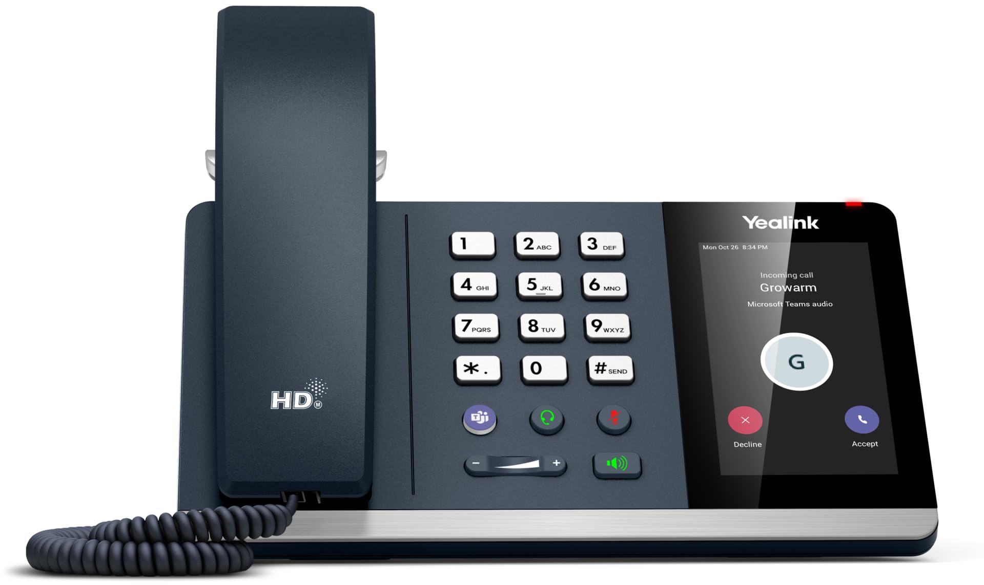 Yealink MP54 E2 Zertifiziert für Microsoft Teams & Skype for Business, Desktop-Telefon für PC, Bluetooth-Kopplung, 4 Zoll Touchscreen, Dual-Port-Ethernet mit PoE, HD Audio, Dunkelgrau