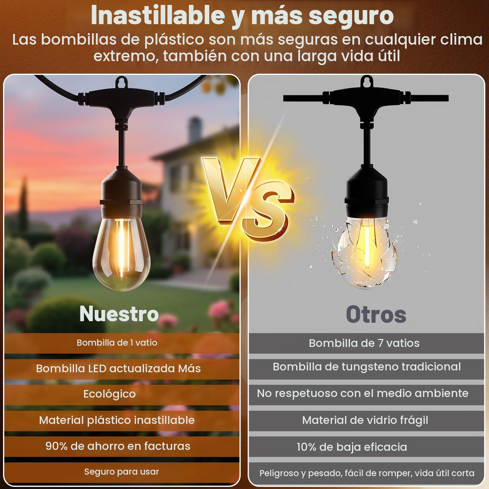 Guirnalda Exterior 30M S14 IP65,30+2 Bombillas Inastillables