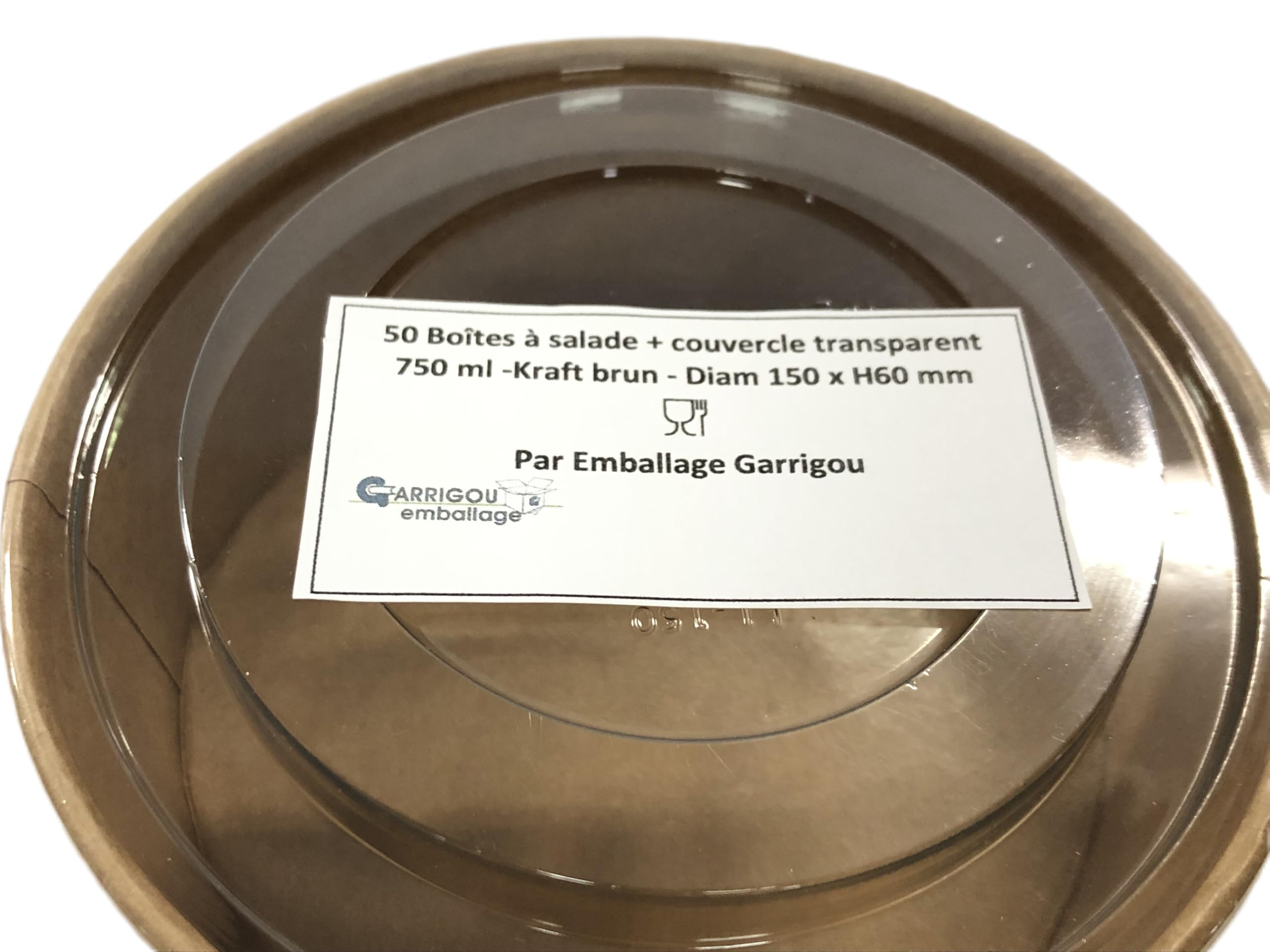 bol salade à emporter 50 bols carton kraft 750 ml diamètre 14 cm hauteur 6 cm x 50 pièces + 50 couvercles vente à emporter restauration rapide poke bowl saladier