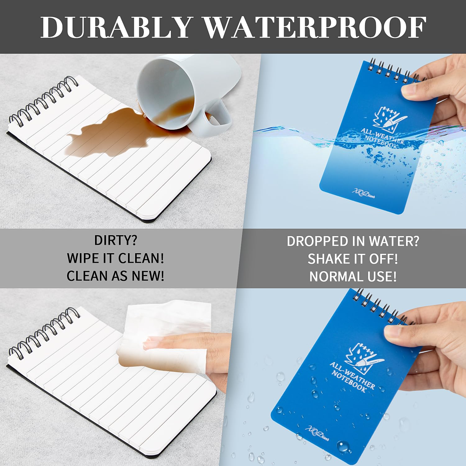 8 Cuadernos Impermeables, Cuaderno De Bolsillo Para Escritura Bajo La