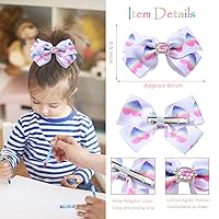 Vista 4 de Lazos para el Cabello de 5 Pulgadas para Niñas Arcoíris Colorido Lazos para el Cabello de Niñas Pequeñas con Clips de Cocodrilo para Niños Pequeños