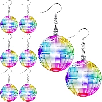 Henoyso 4 Pairs Light up Disco Ball Earrings for Women 70s 80s Jewelry LED Light Glow Earrings for Women Girls Disco Jewelry Gifts Bachelorette Dance Costume Accessories