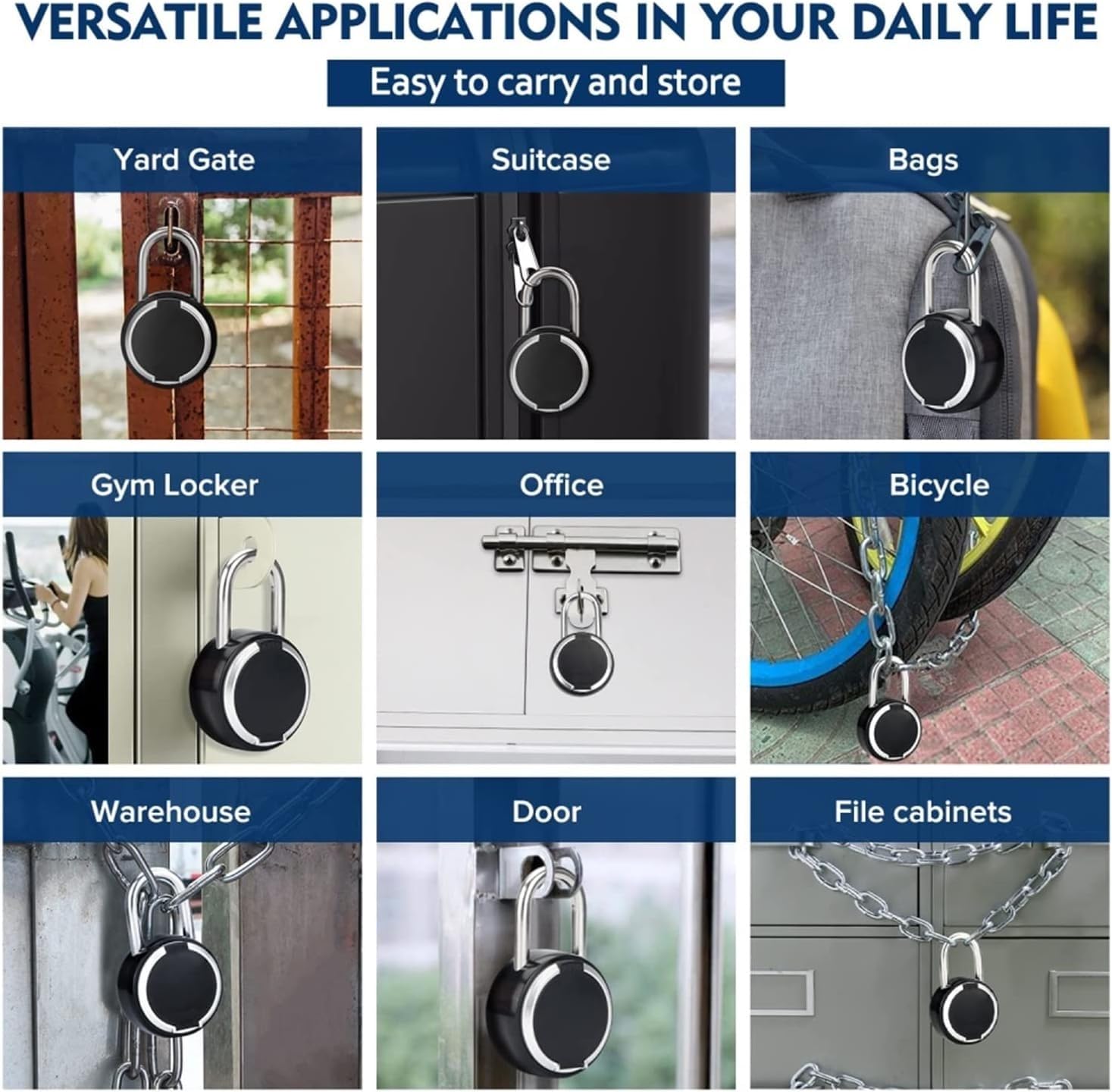 Candado inteligente con huella dactilar, Candado biométrico de huellas dactilares Smart Lock APP desbloqueo remoto for cajón gabinete