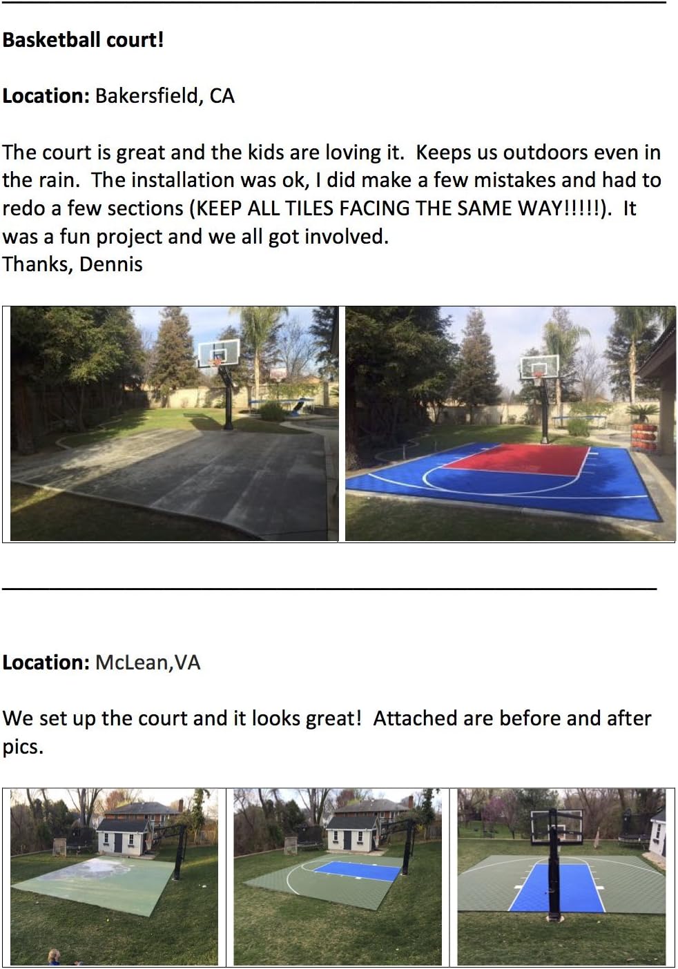 MODUTILE Outdoor Basketball Full Court Kit 46ft x 78ft -Lines and Edges Included-Made in The USA