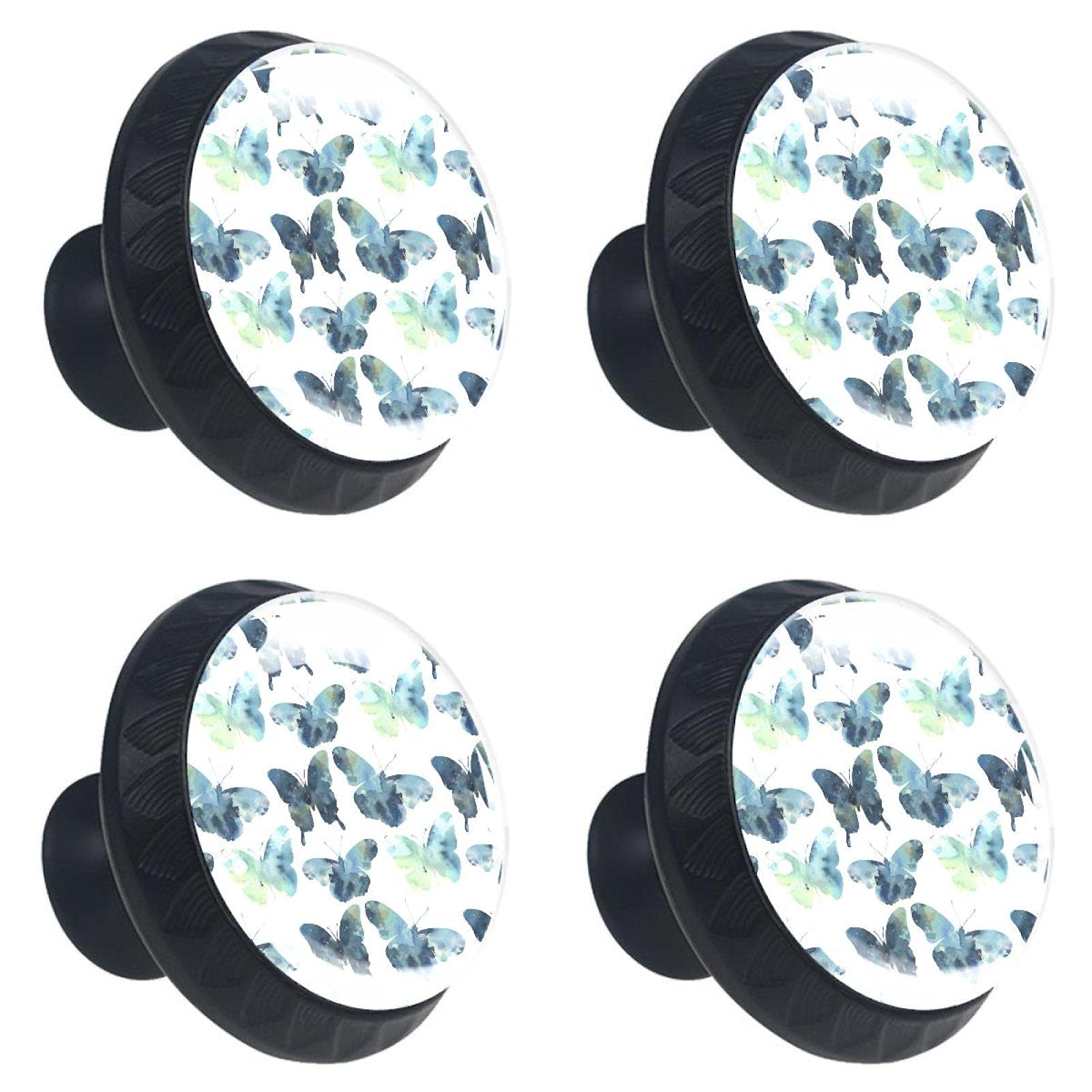 Boutons de placard en verre vert foncé 30 mm | Lot de 4 poignées rondes avec vis